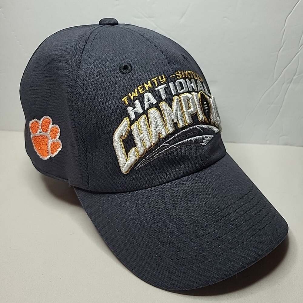 Clemson National Champions Hat 2016 Tampa Gray Captivating Head Wear Hook&loop